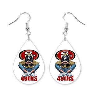 49ers Football Halloween Teardrop Dangle Handmade Hook Earrings